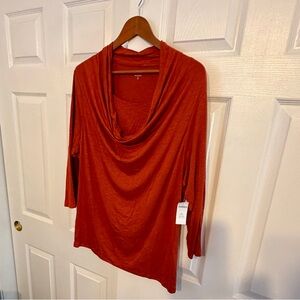 Coldwater Creek Cowl Neck double layer look Blouse. Rust colored.